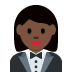 🤵🏿‍♀️ woman in tuxedo: dark skin tone display on Twitter